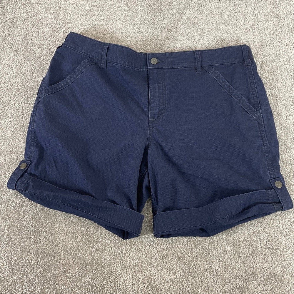 Carhartt Shorts Womens 16 Force Work Shorts Original Fit Navy Blue Cotton Blend